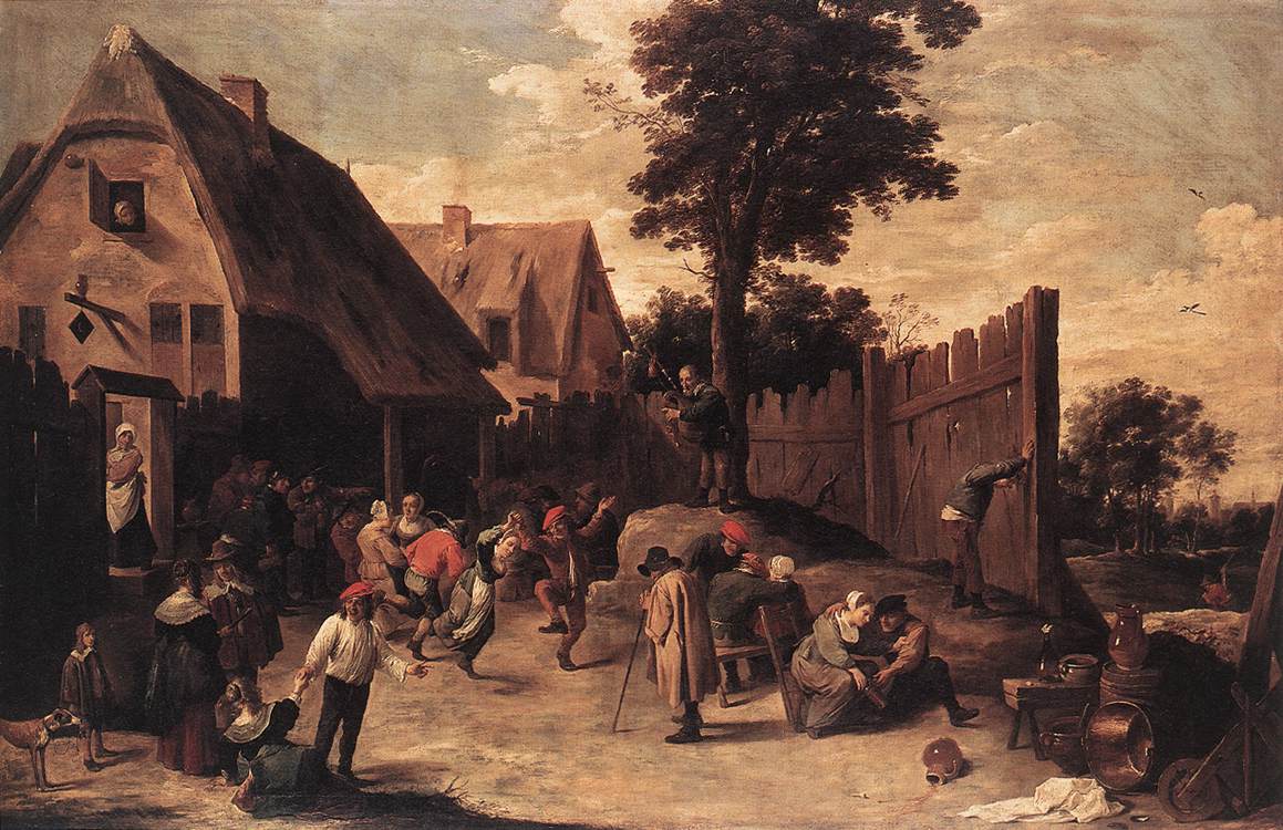 Peasants Dancing outside an Inn wt